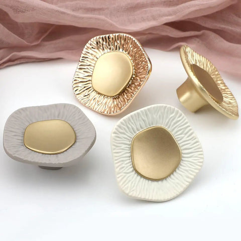 Four Pack Single Hole Drawer Knobs In Champagne Gold Finish Textured Zinc Alloy Cabinet Handles For Modern Minimalist Furniture Dope Closet Dresser Pulls For Everyday Home Decor