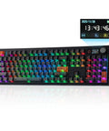 Top Shelf Full Size Mechanical Keyboard With Bangin Tri Mode Wireless Pairing Gotta Appreciate That Crisp OLED Display Screen and Sweet Dedicated Volume Knob for Any Sick Workstation or Gaming Battlestation Setup, showcasing RGB keys.