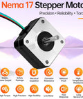 NEMA 17 stepper motor, 3-pack, metal square faceplate, exposed shaft, multi-colored wires