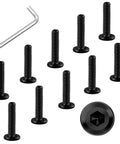 10 Pack M6 X 30mm Flat Head Hex Socket Cap Bolts With 1 Hex Spanner, Alloy Steel Black Oxide Finish, Full Thread