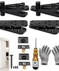 Heavy Duty Hidden Door Hinge Kit With 570 Lbs Load Capacity 360 Degree Pivot Rotation For Secret Doors And Bookcases Invisible Hinges Hardware Strong Pivot System For Hidden Rooms And Cabinet Entries, black steel kit with screws, tool and gloves