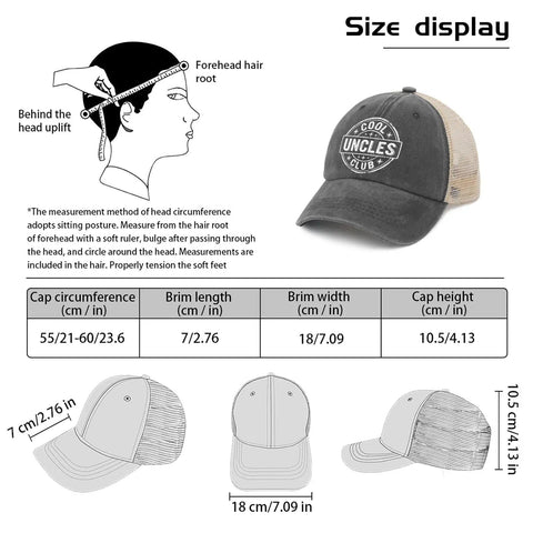Everyday Dope Uncle Club Hat For Women Like A Dad But Cooler EST 2026 Golf Trucker Cap size chart and measurements