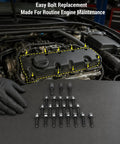 Valve Cover Bolt Kit 22 Pack for 3.0L V6 BMW Engines 2006 2007 325i 330i 525i 530i Z4 OE Replacement Screws for a Snug Seal and Leak Free Performance Today, shown with engine cover and bolts