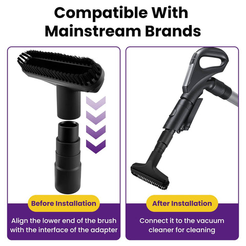 4 Piece Vacuum Attachment Set With Round And Square Brushes, 2 In 1 Suction Brush, 1.25 Inch Universal Adapter installation