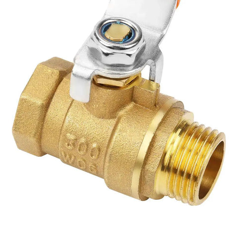Heavy Duty Brass Ball Valve Half Inch Male And Female Threaded Plumbing Fixture With Hella Reliable Shutoff Control image showing valve with threaded end.
