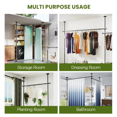 No Drill Room Divider Curtain Rod With 4 To 10 Feet Height And 28 To 140 Inch Width Heavy Duty Tension Rod for versatile use