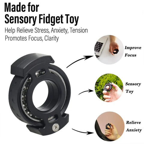 Aluminum Alloy Fidget Ring For Men Dope Anxiety Relief Toy With 6804 Ball Bearing Chain Black for stress relief focus
