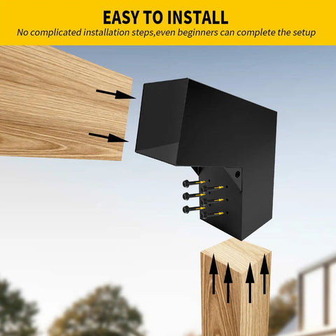 2 Way 15 Degree Angled Pergola Roof Brackets L Shaped Slant Post Brackets For 6x6 Lumber Heavy Duty Galvanized Steel DIY Wood Post Bracket For Pavilion Porch Deck With Screw