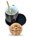 Personalized Coffee Mug Warmer With Auto Shut Off Sensor Touch Smart Heating Coaster Desk Essential keeps your mug warm with bamboo coaster.