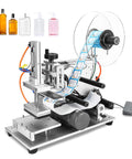 Rock Solid Semi Automatic Plane Labeling Machine With Adjustable Applicator For Flat Bottles, compact design, smooth operation.