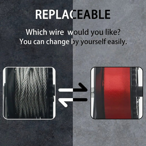 Replaceable strap options for 2500 Lb Boat Trailer Winch With 26 Ft Red Strap Built Tough Steel Hand Crank Winch.