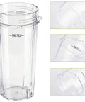 16oz Replacement Blender Cup With Lids for Ninja Blenders Two Pack, showing clear cup, lid details, and max fill level