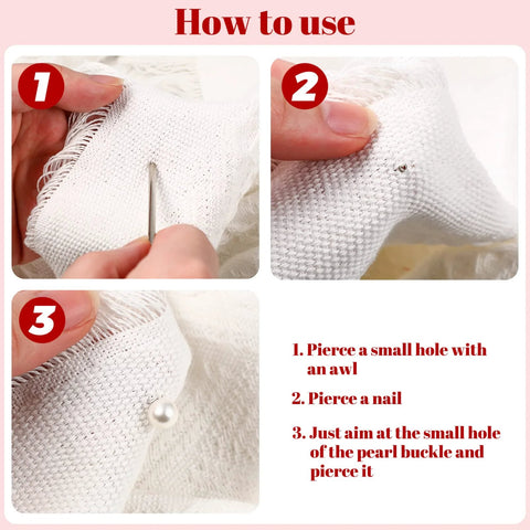 Pearl rivet studs for clothing, 150-pack, white faux pearls with half-hole design for hats, shoes, bags
