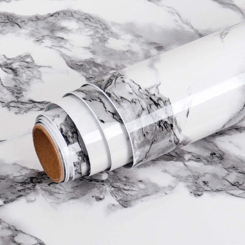 Roll of Marble Peel And Stick Wallpaper For Kitchen Countertops Waterproof Self Adhesive Vinyl Wrap Gray Marble Contact Paper For Bathroom Tables Desks And Furniture 15.8 By 78.8 Inches Renter Friendly Diy Easy Trim on a surface