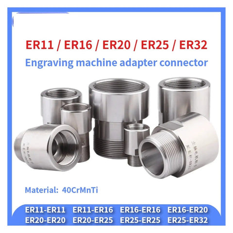 Precision CNC Thread Adapter Collet Chuck Built From Hardened Alloy Steel Offers Rock Solid Rotor Alignment And Hella Tight Grip For Zero Wobble High Speed Work, ER series engraving machine adapters.