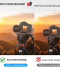 Comparison of DSLR cameras on Tripod Leveler Stand With Five Degree Precision Adjustment Bracket For Seestar S50 Panoramic Head Ball Head And Video Head Easy Locking Dials Built In Bubble Levels Stable Leveling Base For Cameras, showing leveling effect