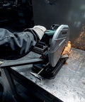 14-Inch Metal Chop Saw With Quick Clamp And Variable Mitre For -15 To 45 Degree Cuts in use, cutting metal, Model CS 22-355.