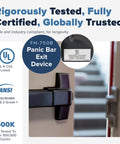 Push Bar Panic Exit Device For Doors Black Finish UL Listed Grade 1 ADA Emergency Exit Bar With Reversible Roller Striker Easy Install FS750B on door