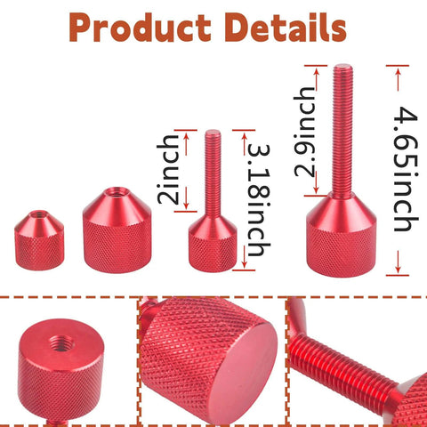 Flange Two-Hole Alignment Pins Set With Built-In Level, Detachable Double Pins in 1-1/8 and 1-5/8 Inch, 6061 Aluminum Red, 4-piece