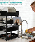 Dope Magnetic Tablet Holder Mount For Fridge And Metal Surfaces attached to kitchen rack near sink