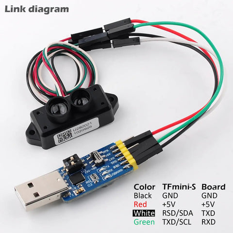 Dead Precise Micro Lidar Sensor Module For Drone And Robot Building Featuring Time Of Flight Laser Ranging From 0.1 To 12 Meters With Hella Fast 1000 Hertz Frame Rates For Legend Weekend Projects with connection diagram and wires.