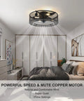 Caged Ceiling Fan With Lights 18 Inch Low Profile Flush Mount With Remote Control Slick Industrial Style for bedrooms