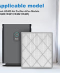 Two Pack HE401 Replacement Filter For Air Purifier 4 Models Including HE400 HE401 HE402 HE405 UA415, Compatible Filter