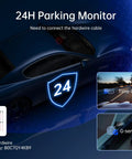 24H Parking Monitor with 4K 3 Channel Dash Cam With Front Rear And Interior Cameras, 4K 1080P 1080P, App And WiFi, 64GB Card Included