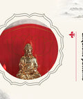 Wall Mounted Buddha Altar Shelf With Lotus Carving And Metal Brackets For Home Meditation And Prayer, golden Buddha statue