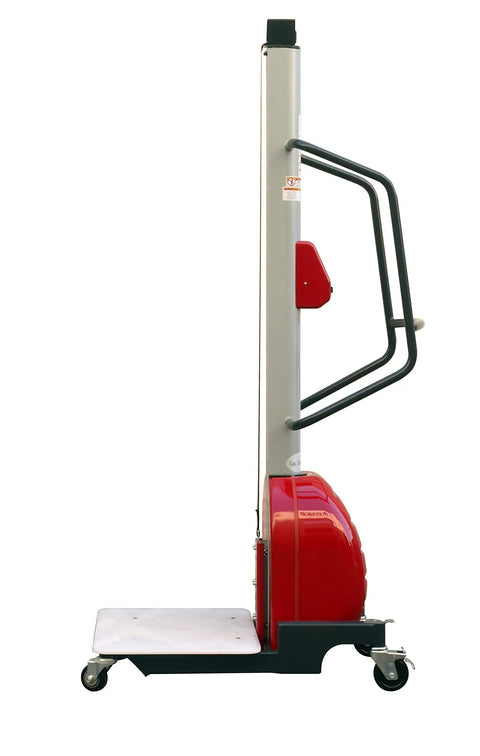 Heavy Duty Electric Lift Work Positioner Truck With 330 Lbs Capacity And 59 Inch Platform Rise For Easy Maintenance, side view.