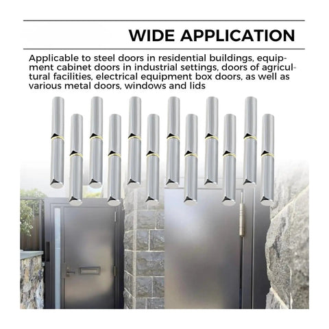 Workhorse Grade 12 Piece Weld On Bullet Hinges For Yard Gates Top Shelf Heavy Duty Carbon Steel Barrel Joint With Quick Tack Install 120 X 16 Mm 9 Mm Pin Profile displayed with steel doors in background.