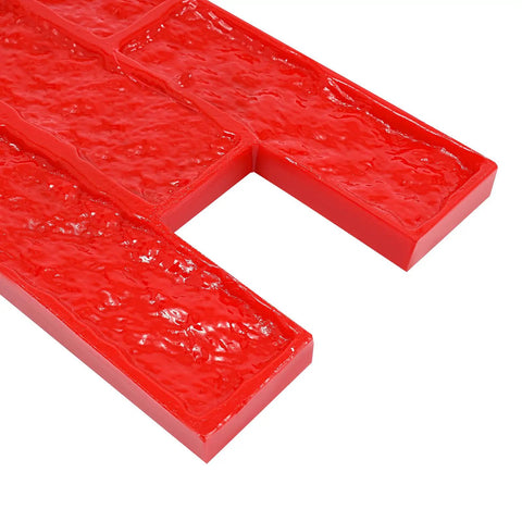 Close-up of Durable Concrete Stamp With Realistic Texture Mat For Wall And Floor Imprinting, red, 19.3 by 7.9 inches.