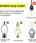 Chart showing suitable lamp holders for Beige Linen Drum Lampshade Set Of 2 For Table Floor And Pendant Lights With UNO Fitter