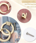 Detailed view of 4 Pack Gold Cabinet Knobs With Screws, Brushed Gold Ring Pulls For Dresser, Cupboard And Wardrobe, installation details shown