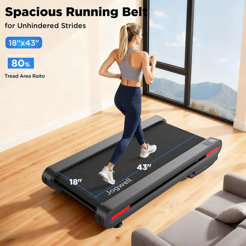 Person using Ultra Quiet Under Desk Treadmill With Auto Incline 12 To 20 Percent 3.0 To 3.5 HP Brushless Motor 18 Inch Wide Deck