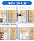 Installation steps for two-pack cam-action sash locks, showing position marking, drilling, screwdriver alignment, and completed lock