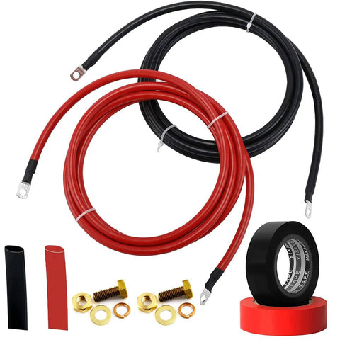 10 Foot 8 AWG Trolling Motor Battery Cable Extension Kit With Ring Terminals For 12V 24V 36V And 48V Systems Heavy Duty