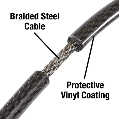 Detailed view of Set Your Own Four Digit Combination Bike Lock With Braided Steel Cable And Weather Resistant Vinyl Coating