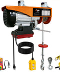 Heavy Duty Electric Hoist With Remote Control 1760 Lb Winch Portable Lifting Cable Hoist with accessories visible