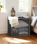 30 Gallon Outdoor Deck Box Lockable Waterproof Storage Container for cushions near bed, decorated with lantern and throw
