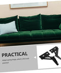 Green sofa with white pillow featuring a spring loaded sofa hinge kit for easy folding and space-saving furniture solutions.