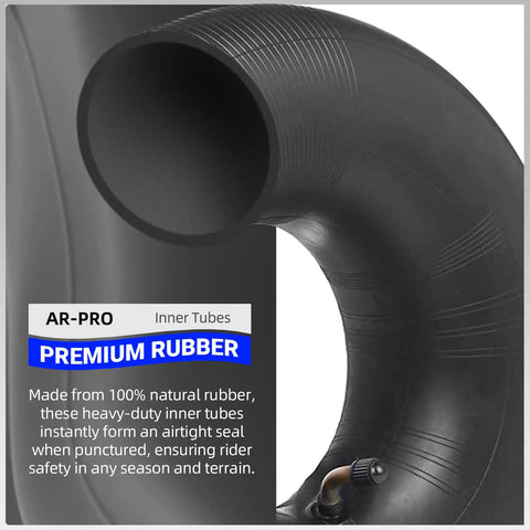 Close-up of Beefy Heavy Duty 3.00-4 Inner Tubes With TR87 Bent Valve Stem for ATV and more, shown in premium rubber material.