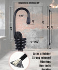 Heavy Duty Bungee Cords With Hooks Four Pack Two Foot Black Elastic Straps Twenty Four Inches Stretch To Thirty Five Inches One Third Inch Diameter Latex Rubber Blend Odorless Non Toxic Durable For Gear Hauling, showing cord dimensions and material composition.
