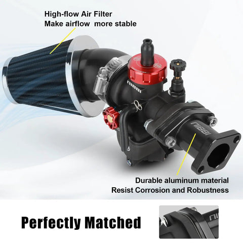 24mm Performance Carburetor Upgrade For Predator 212cc 196cc 224cc Engines And GX160 GX200 Mini Bike Go Kart displayed with air filter