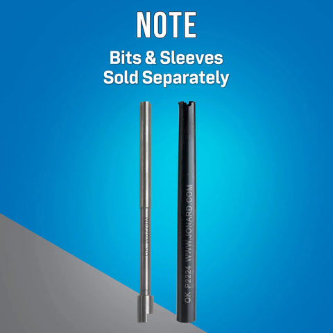 Bits and sleeves for Lexan Wire Wrapping Tool G200 R3278 for 18 AWG 1.00 mm up to 32 AWG 0.20 mm displayed separately.