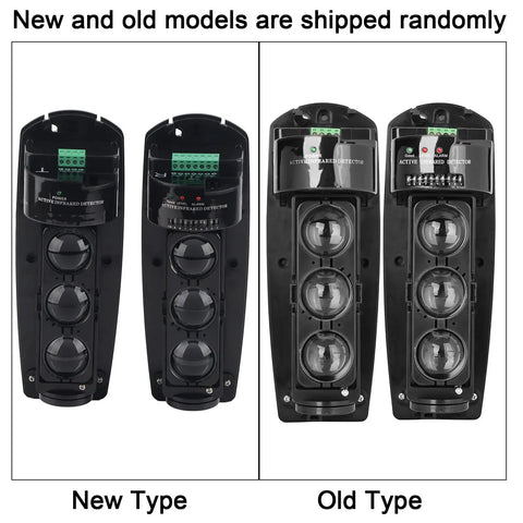 New and old models of Triple Beam Alarm Outdoor Infrared Beam Sensor Security System with Weatherproof Perimeter Alert