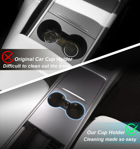 Five Piece Center Console Organizer Kit For Tesla Model 3 And Model Y 2021 To 2024 OEM Style Fit cup holder comparison
