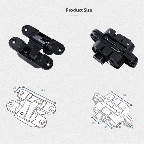 Three Dimensional Invisible Door Hinges For Wood Doors And Swing Doors Hidden 180 Degree Open Adjustable Door Hardware