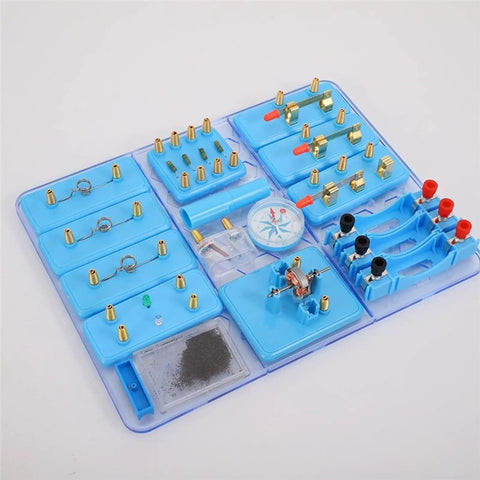 Magnetic Levitation Electric Fan Experiment Kit components with hand crank generator and electrical connectors displayed.