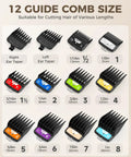 Color Coded Hair Clipper Guard Set With Ten Size Attachments From One Sixteenth Inch To One Inch Includes Two Ear Taper Combs